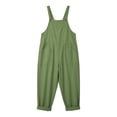 thumbnail image 6 of Feancey Womens Summer Bib Overalls Lightweight Casual Wide Leg Capri Pants Romper Solid Color Loose Hippie Jumpsuits with Pockets Green L, 6 of 8