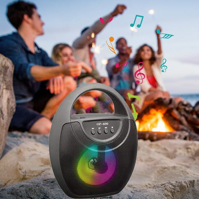 MORESEC under $5 Desktop Bluetooth SpeakerWireless Bluetooth Speaker with Colorful LED Lights & FM Radio, Portable Desktop Audio System with Rich Bass