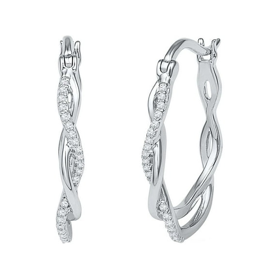 Diamond Hoop Earrings 1/10 Carat (Ctw) in Sterling Silver