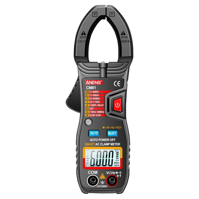 ANENG CM81 Smart AC Clamp Meter Clamp Type Multimeter 6000 Counts Auto Voltmeter 600A Ammeter Resistance Meter with Flashlight