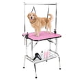 thumbnail image 1 of QinaQin Mesa plegable para estética canina de 36 pulgadas con brazo ajustable, lazo de seguridad, superficie rosa antiderrapante y charola removible, soporta 330 lb, 1 of 7