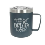 Teamwork Makes The Dream Work Mug / 12 oz. Navy Blue Engraved To Go Stainless Steel Coffee Mug / Employee Appreciation Gift / Made In USA