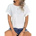 thumbnail image 4 of UVN T Shirts for Women Summer Short Sleeve Eyelet Tops Dressy Casual Crewneck Blouses, 4 of 9