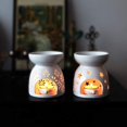 thumbnail image 2 of Juego De 2 Quemadores De Velas De Cerámica, Quemador De Aceite Esencial De Aromaterapia, Difusor De Lámparas Aromáticas, Portavelas Hueco En Forma De Estrella Con Cuchara, Vela, Blanco Lecho, 2 of 5