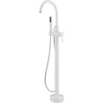 thumbnail image 4 of Westbrass Floor Mount Freestanding Bathtub Filler Faucet with Handheld Shower, Matte White, 4 of 8