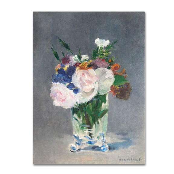 Trademark Fine Art "Flowers In a Crystal Vase" 1882 Canvas Art by Edouard Manet