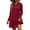 Burgundy, variant on Women Long Sleeve Hoodie Dress Ruffle Hem Loose Casual Sweatshirt Mini Dresses Fall Winter Loungewear Daily Tunic Dress