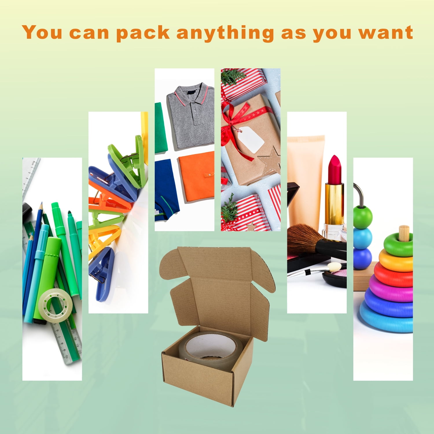 CH-BOX 50 Pack 4x4x2'' Small Corrugated Box Mailers Kraft Cardboard for Shipping Mailing Packaging