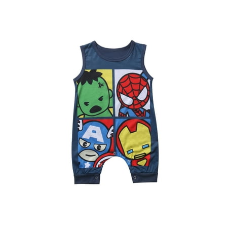 

Newborn Toddler Baby Boys Girls Cartoon Sleeveless Romper Jumpsuit Bodysuit Summer Cotton Outfits