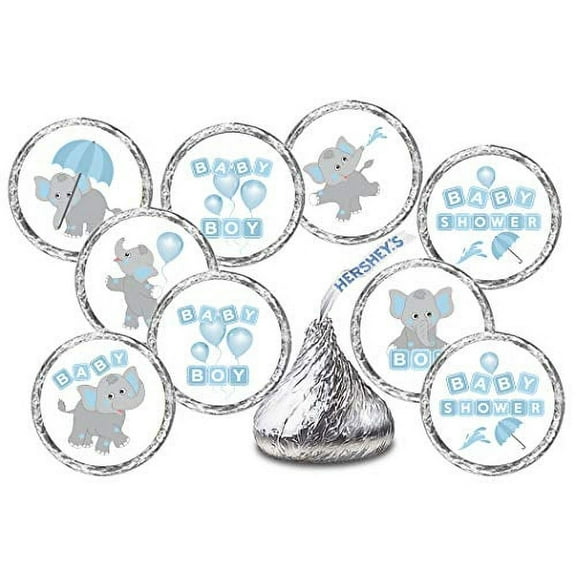 324 Elephants Blue Boy Baby Shower Favors Stickers For Baby Shower Or Baby Sprinkle Party Decorations, Baby Shower Blue Favors, Baby Shower Labels, Its a Boy Kisses. Candy not included