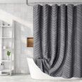 thumbnail image 1 of Cortina de ducha gris bohemia con diseño de chevrón a rayas, estilo shabby chic, con textura, cortinas de ducha para baño, moderna casa de campo, impermeable, juego de cortina de ducha con gancho de 7, 1 of 5
