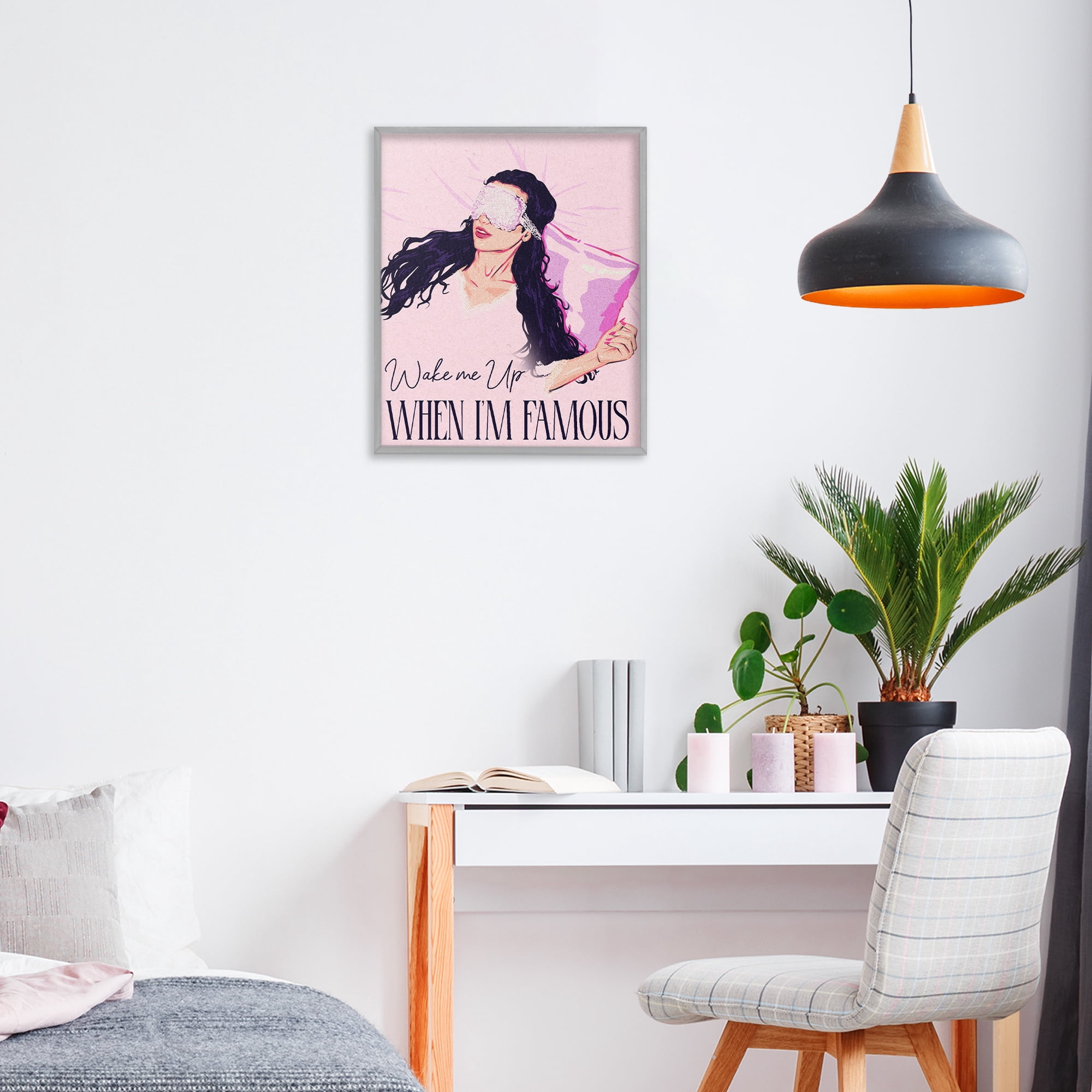 Stupell Industries Wake Me Up When Famous Gray Framed Giclee Art, design by Ziwei Li