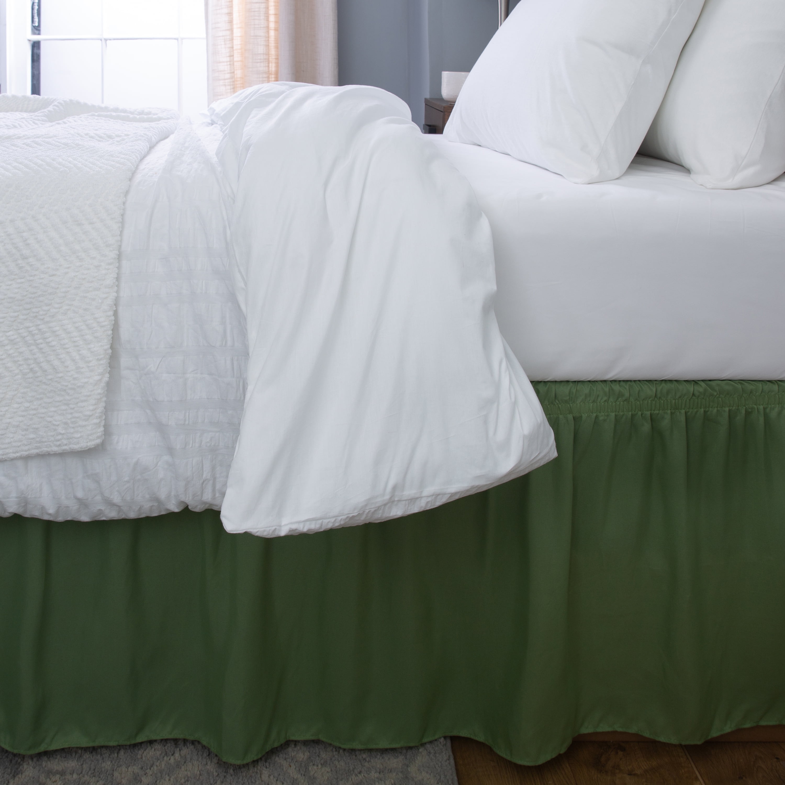 Home Details 18" Drop Wrap Around Bed Ruffle Twin/Full in Sage (78x54x18)
