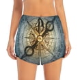 thumbnail image 2 of Daiia Vintage Compass Pattern Women's 2 in 1 Running Shorts - Lightweight Athletic Workout Gym Yoga Shorts Liner with Phone Pockets-XX-Large, 2 of 7