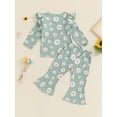 thumbnail image 5 of Nygoyerh Toddler Girls Fall Outfit 12M 18M 24M 3T 4T 5T Ruffle Long Sleeve Floral Print Tops + Flare Pants 2PCS Sets Baby Clothing, 5 of 7