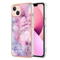 thumbnail image 1 of ELEHOLD for iPhone 14 Plus 6.7 inch Marble Case, Clear Electroplated Frame Soft TPU Anti-Scratch Wear-Resistant Wireless Charging Slim Fit Transparent Case for iPhone 14 Plus, Pink, 1 of 8