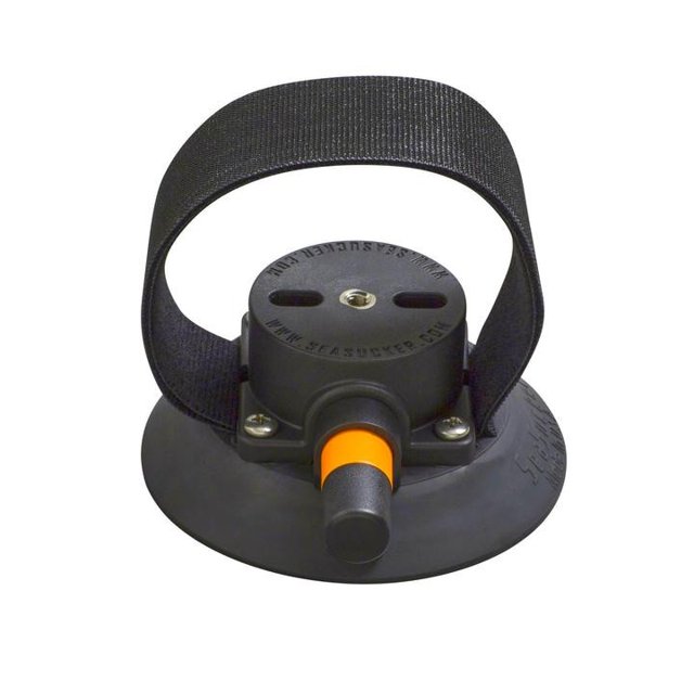 SeaSucker Bike Mounting Strap BV1002 with a 22-inch Velcro strap and 4.5-inch SeaSucker vacuum mount, ideal for securing the rear wheel of bikes on Talon, Mini Bomber, or Bomber bike storage racks. Multicolour strap fits fat bike wheels and offers a pull rating of 120 pounds.