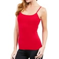 thumbnail image 3 of Juniors Solid Plain Adjustable Spaghetti Strap Layering Cropped Camisole Tank Top (Bold Red, M), 3 of 4