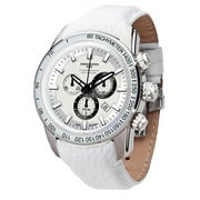 JG3700-33 Men's White Watch Swiss Chronograph Movement White Leather Strap