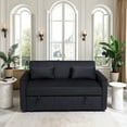thumbnail image 2 of 3-in-1 Velvet Sleeper Sofa Bed, Pull Out Couch with Adjustable Backrest, Storage Pockets & 2 Pillows, Convertible Sofa Bed for Living Room, Bedroom, Small Space Solution, Black, 2 of 10