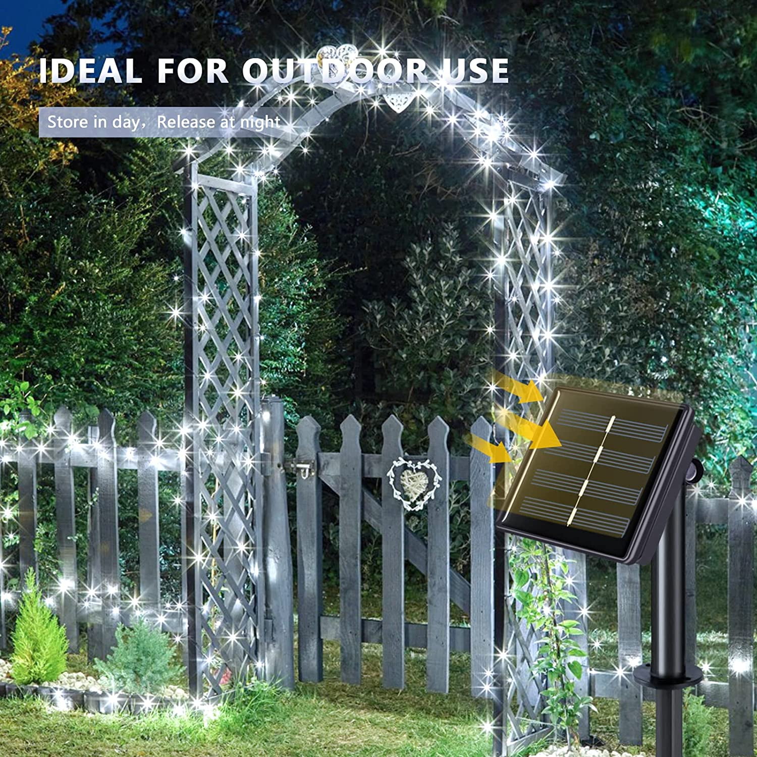 4 Pack 184FT 520LED Christmas Solar Fairy Lights Outdoor IP65 Waterproof, Juhefa Twinkle String Lights for DIY Christmas Tree Decorations, Party, Wedding, Yard (White)