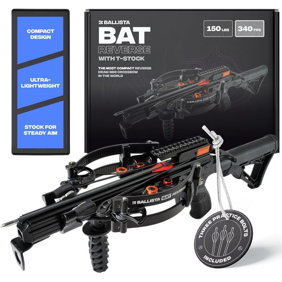 Ballista T-Buttstock Reverse Draw Crossbow for Hunting, Fishing and Target 340 FPS 150 lbs