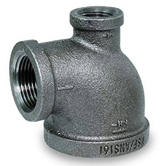 Supply Giant BMRT1002 1" x 1/2" Black Malleable Reducing Tee with Female Threaded Fitting