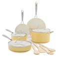thumbnail image 1 of GreenLife Artisan Healthy Ceramic Antiadherente, juego de ollas y sartenes de 12 piezas, mango de acero inoxidable, sin PFAS, apto para lavavajillas, apto para horno, amarillo, 1 of 5