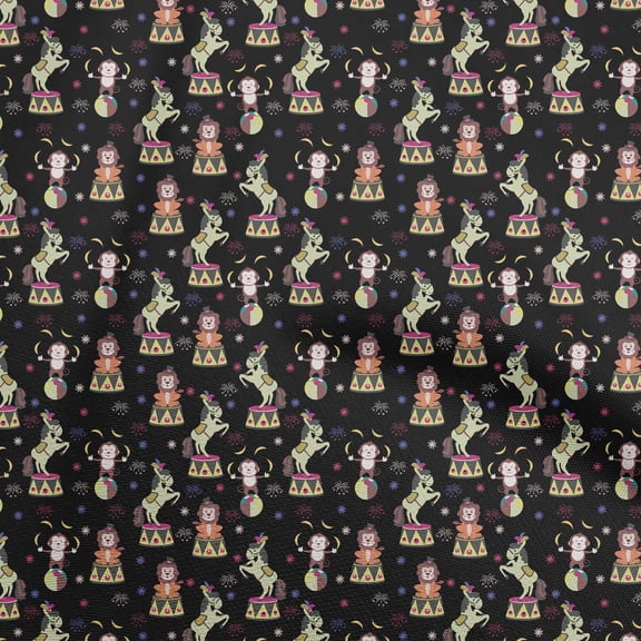 oneOone Polyester Spandex Black Fabric Circus Diy Clothing Quilting Fabric Print Fabric By Yard 56 Inch Wide-aC