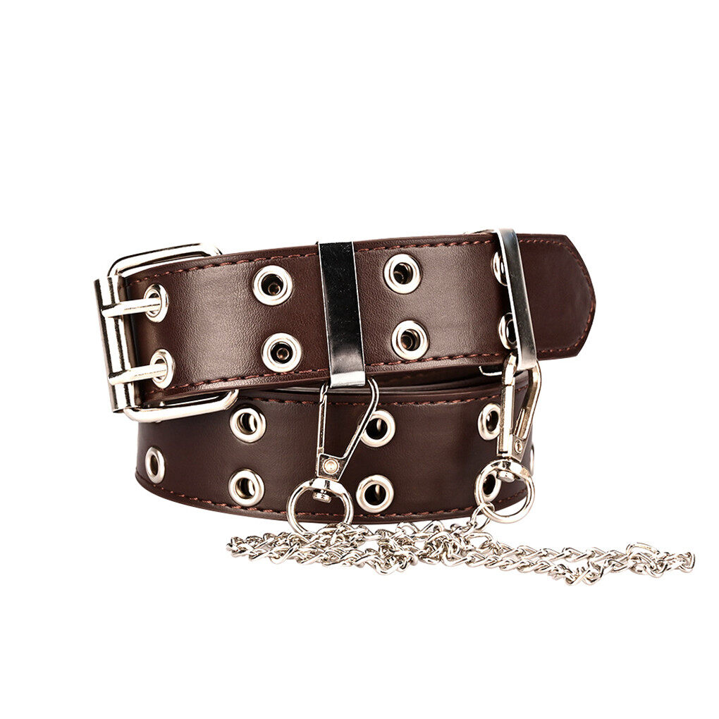 Decodeary Women Belt Double Grommet Belt Alloy Leather Jeans