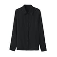 thumbnail image 6 of Only Moment Button Down Shirts for Women Long Sleeve V Neck Polyurethane Fiber Spring Summer Shirts Beach Vacation Clothes Black,2XL, 6 of 6