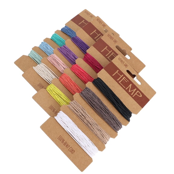 HOOWIFFY 16 Colors 1mm Hemp Twine Cord Natural Rope String for Handmade Crafts Jewelry Making