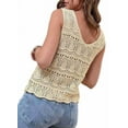 thumbnail image 3 of Women Summer Tank Top Trendy V Neck Crochet Sleeveless Shirts Sweater Vest Beige S, 3 of 7