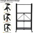thumbnail image 7 of BISHE 4-Shelf Foldable Storage Shelves with Wheels, Heavy Duty Shelving Unit, Freestanding Metal Wire Shelf Rack, No Assembly Organizer Rack for Garage Kitchen, Basement, Pantry, Black, 7 of 7
