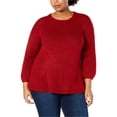 thumbnail image 1 of Style & Co. Chandail à Manches Bishop pour Femmes, Rouge, Grande Taille, 1X, 1 of 1