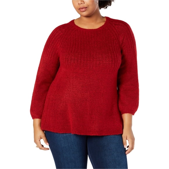 Style & Co. Chandail à Manches Bishop pour Femmes, Rouge, Grande Taille, 1X