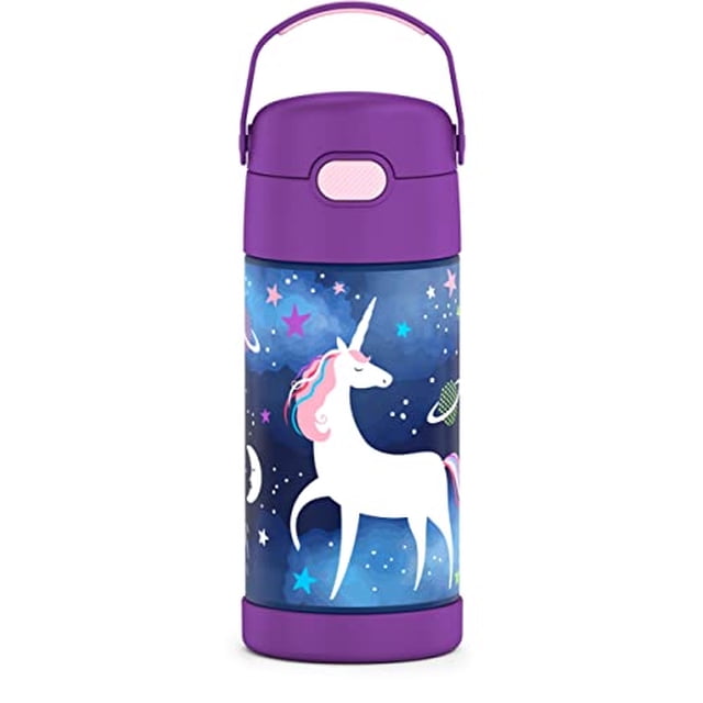 Botella con Pajita de Acero Inoxidable THERMOS FUNTAINER de 12 onzas, Unicornio Espacial