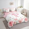 thumbnail image 3 of jejeloiu Personalized Letter P Twin Bedding Sets 7-Piece,Bow Knot Monogrammed Bedding Comforter Set,Rustic Flower Floral Sheet Sets For Children,Ultra Soft Bedroom Decor Reversible, 3 of 8