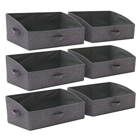 

TENABORT 6 Pack Trapezoid Large Foldable Closet Storage Bins with Handle Fabric Storage Organizer C