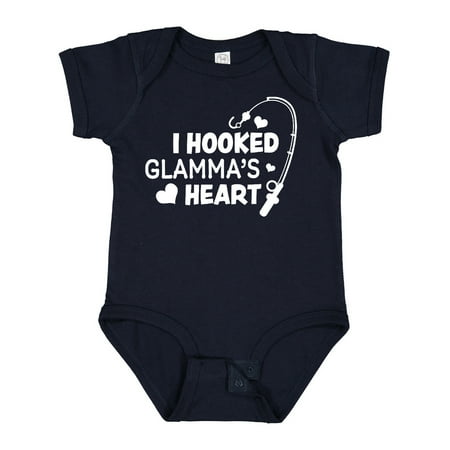 

Inktastic I Hooked Glamma s Heart with Fishing Rod Gift Baby Boy or Baby Girl Bodysuit