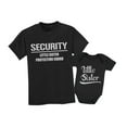 thumbnail image 2 of Big Brother & Little Sister Siblings Set Security For My Little Sister Shirts Toddler Kids T-Shirt Black 2T / Baby Bodysuit Pink 24M (18-24M), 2 of 6