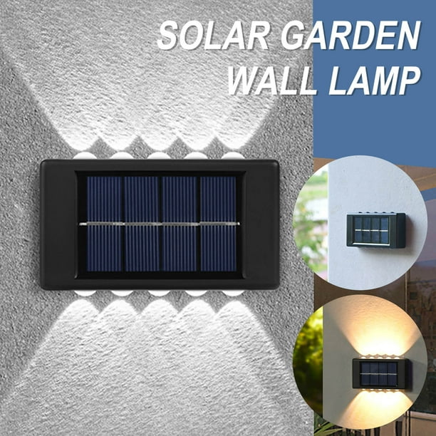 Hogar y jardín, Exterior y jardín, Jardinería, Regalo de jardín, 2 lámparas solares de pared que brillan hacia arriba y hacia abajo para jardín exterior, Lámpara solar
