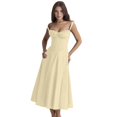 thumbnail image 2 of Robes Boho Corset Midi d'Été pour Femmes Décontractées à Bretelles Spaghetti Lacées Robe Fluide de Plage Jaune P, 2 of 7