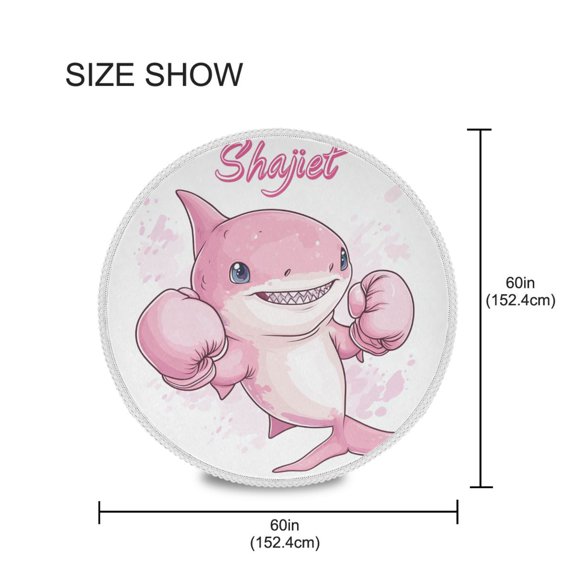 BZSMCE Round Tablecloth Pugilism Cute Shark Pattern Tableclothes