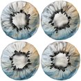 thumbnail image 2 of Shower Caps,Blue Gold Marble Pattern Waterproof Shower Cap for Women 4 Pieces,Double Reusable Hair Cover for Shower PEVA Elastic Stretch Hem, 2 of 7