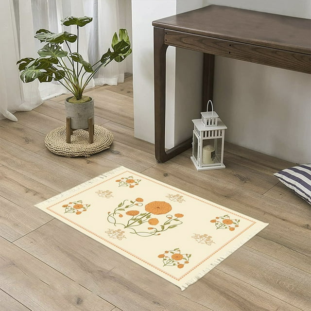 Hand Woven Tassel Long Mat- Non-Slip Entrance Doormat Rug Indoor For Home/Bathroom/Kitchen/Bedroom, Small 29x17.7 Inch