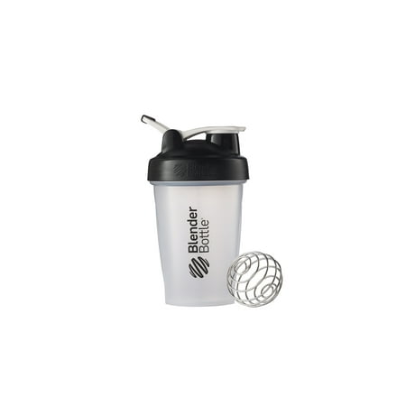 BlenderBottle Classic 20 oz Black and Clear Shaker Cup with Flip-Top and Wide Mouth Lid