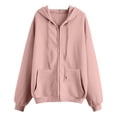 thumbnail image 5 of WULMLEO Zip Up Hoodie for Women Oversized Zip Up Y2K Hoodies Casual Long Sleeve Sweatshirts Fall Spring Track Jackets 2026 Light pink Polyester, 5 of 6