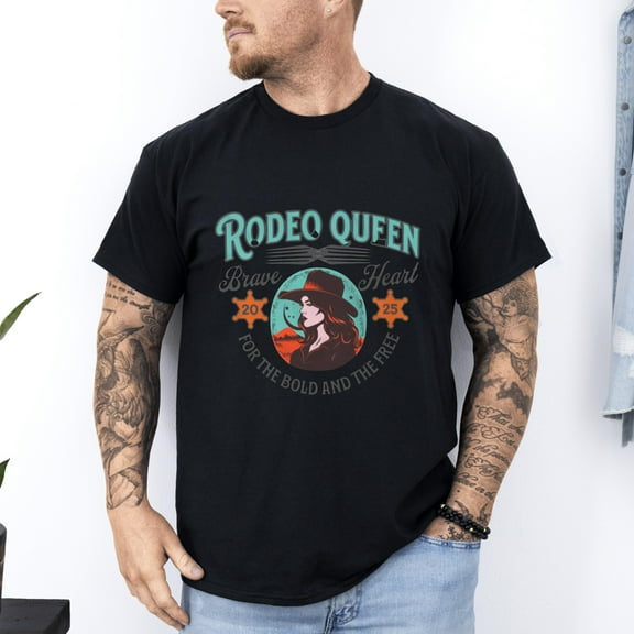Brave Heart Rodeo Queen Graphic T-shirt, for men & women, up to size 5XL.