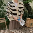 thumbnail image 2 of Striped Cardigan for Women Long Sleeve Striped Sweater Button Knitted Open(Uniform Size), 2 of 6